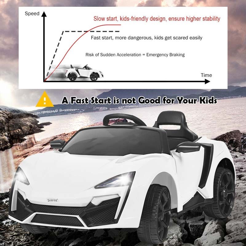Kids Ride On Sports Car, 12V Battery Powered Electric Vehicle with Remote Control & LED Lights for Boys & Girls