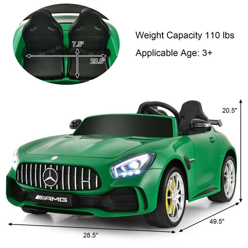 12V Kids 2-Seater Ride On Car Licensed Mercedes Benz AMG GTR with Remote and LED Lights