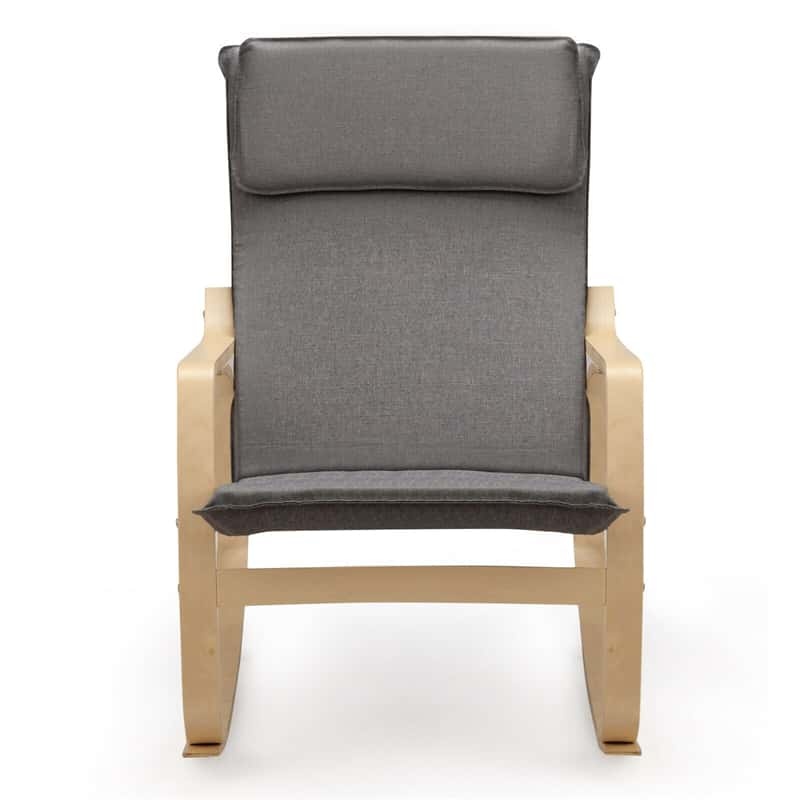 Modern Bentwood Rocking Chair with Removable Upholstered Cushion, Ergonomic Leisure Accent Rocker for Living Room, Bedroom & Nursery