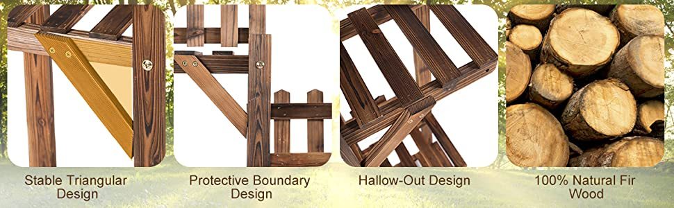 5 Tier Wood Plant Stand Flower Rack Outdoor Display Shelf