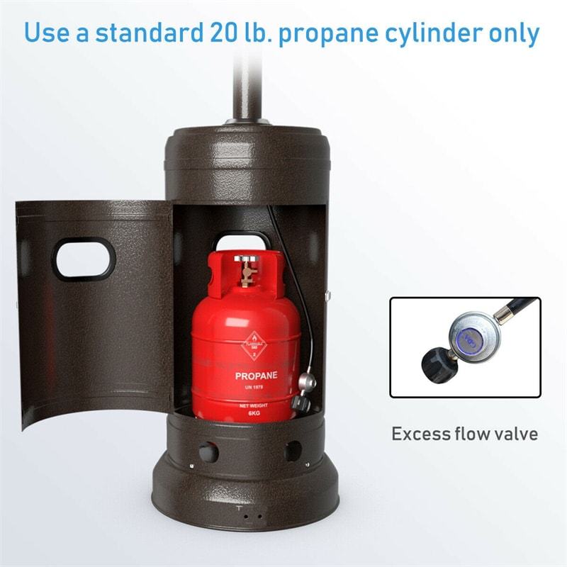 50,000 BTU Propane Patio Heater with Auto Shut-Off & Tip Protection, Commercial Outdoor Heater w/ Wheels & Drink Shelf for Backyard, Restaurant