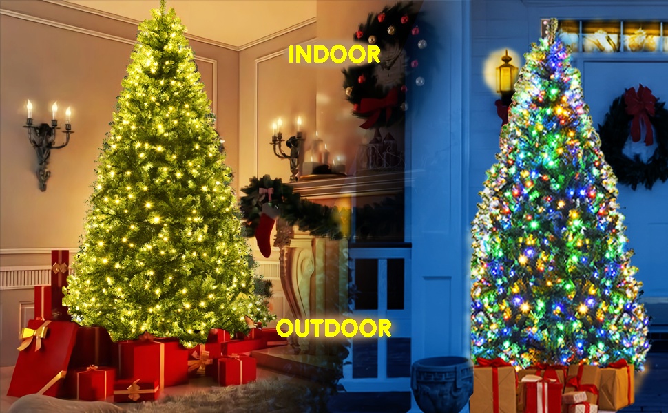 Pre-lit Artificial Christmas Tree Hinged Xmas Tree Auto-Spread/Close up Branch 11 Flash Modes