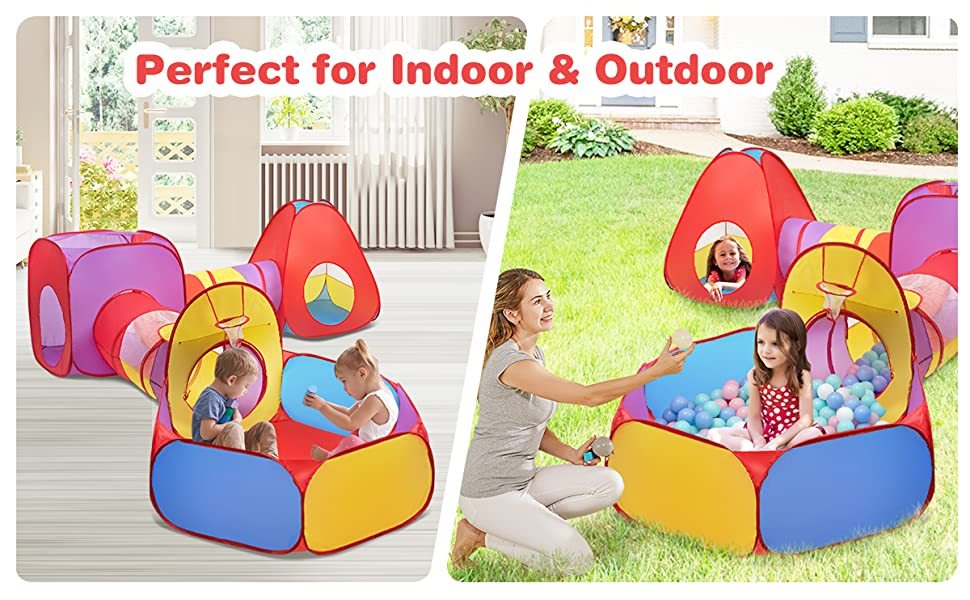 7-Piece Kids Pop Up Play Tent with Ball Pit & Crawl Tunnels