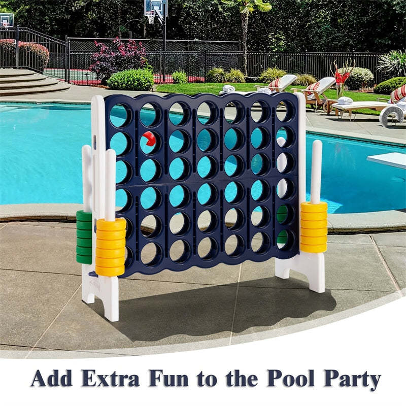 Giant 4-in-A-Row, Jumbo 4-to-Score Lawn Game Set with 42 Rings, Quick-Release Slider, 3.5FT Indoor Outdoor Yard Connect Game for Kids & Adults