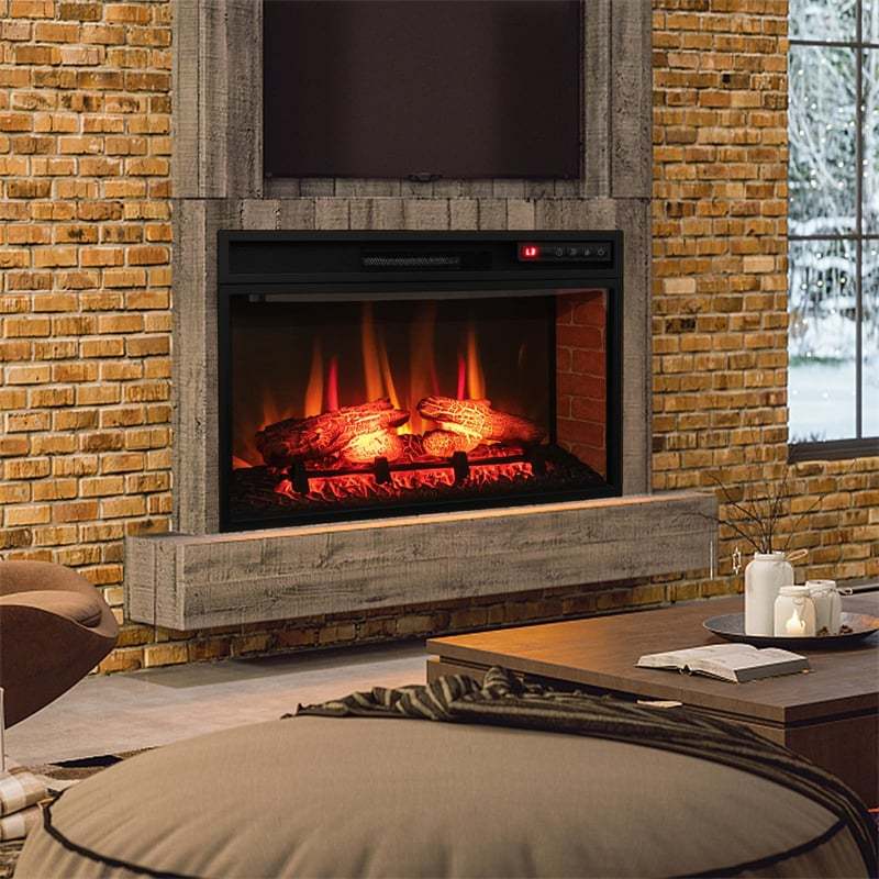 26" Infrared Quartz Electric Fireplace Insert, 1400W Recessed Freestanding Fireplace Heater with 3D Flame Effect, Remote Control & Overheat Protection