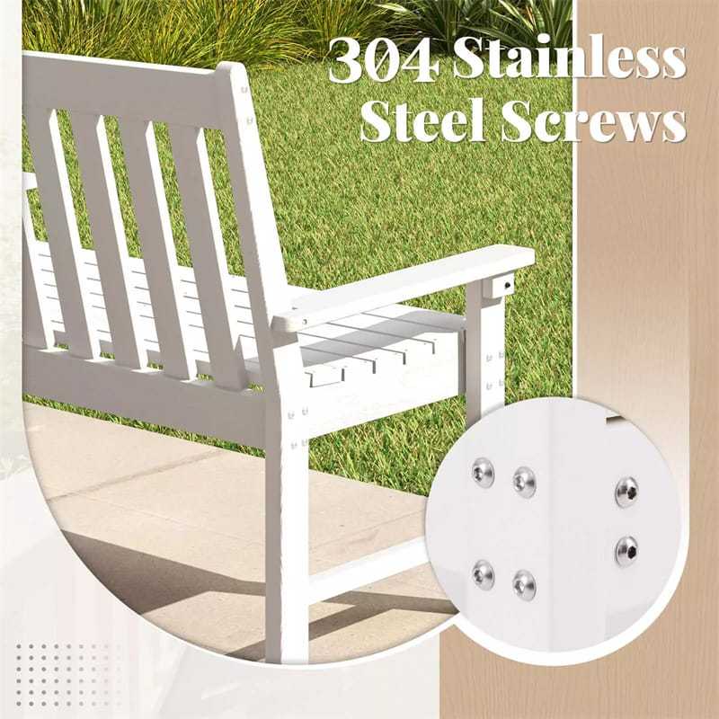 2-Person HDPE Outdoor Garden Bench, 52" All-Weather Patio Bench with Slatted Backrest & Armrests, 705lbs Capacity for Park, Backyard, Porch