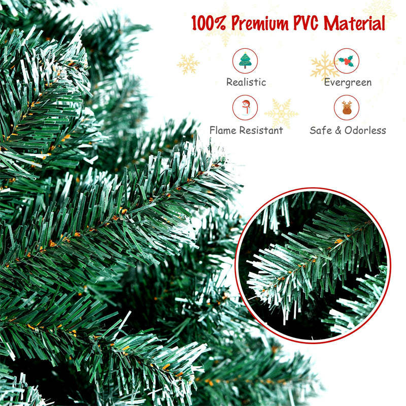 7ft 1615 Branch Tips Unlit Snowy Hinged Artificial Christmas Tree with  Metal Stand