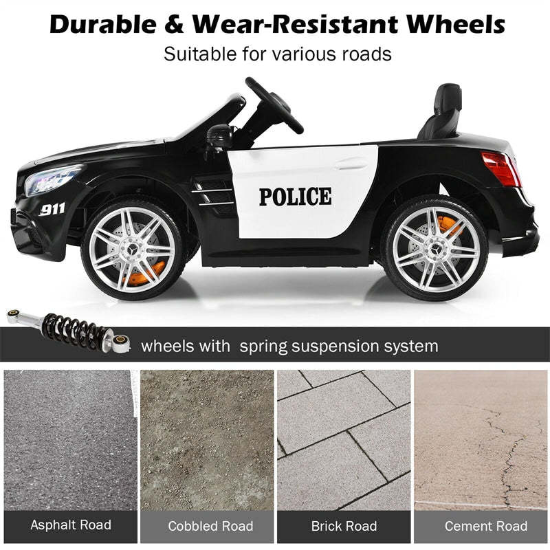 12V Kids Police Electric Ride On Car Licensed Mercedes-Benz SL500 with Remote