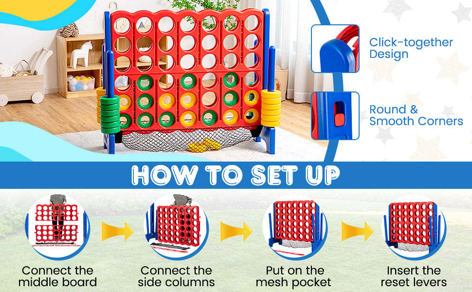 Giant 4-to-Score Game Set Jumbo Game Set with 42 Chess Pieces & Net Storage