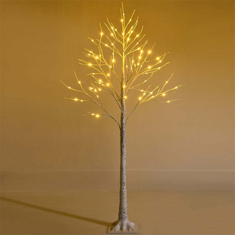 5ft Lighted White Twig Birch Artificial Christmas Tree with 72 LED Lights