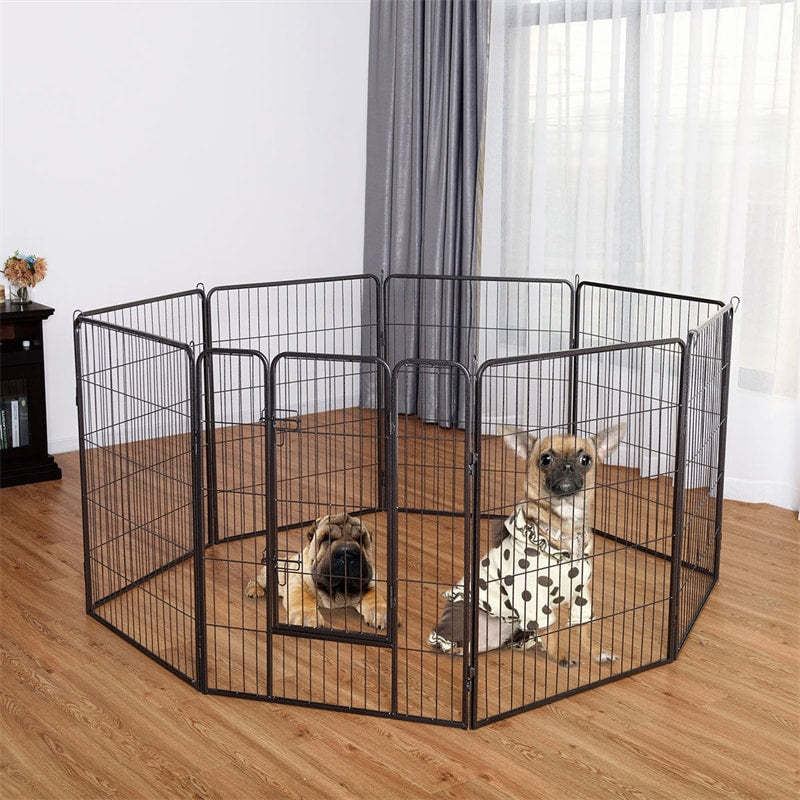 16/8 Panels Dog Fence with Door, 40" Foldable Heavy-Duty Metal Dog Playpen, Indoor/Outdoor Portable Pet Exercise Pen for Dogs, Cats, Animals