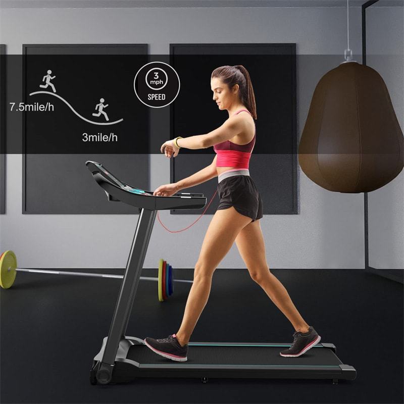 Foldable Treadmill, 2.25HP Portable Superfit Walking Treadmill with LED Display, 12 Preset Programs, APP Control & Pulse Sensor  for Home Gym