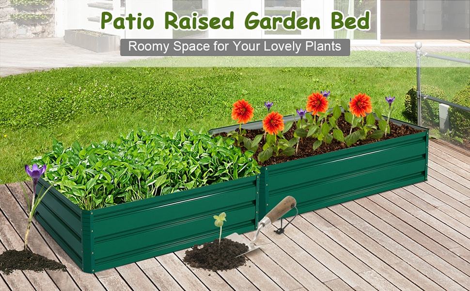 47" L x 35.5" W Metal Raised Garden Bed Vegetable Flower Planter