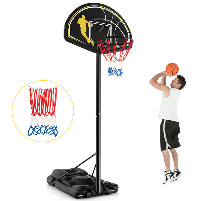 Portable Basketball Hoop 4.25-10FT Height Adjustable with 44" Shatterproof Backboard & Fillable Base, Indoor Outdoor Basketball Goal for Kids, Adults