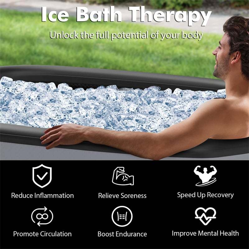XL 129 Gal Oval Ice Bath Tub with Cover, Pump, Backpack, Portable Inflatable Cold Plunge Tub for Cold & Hot Therapy, Indoor/Outdoor Use