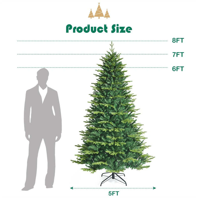 8FT Pre-lit Artificial Christmas Tree, APP Controlled Hinged Xmas Tree with 670 Color Changing LED Lights, 2956 Branch Tips & Folding Metal Stand