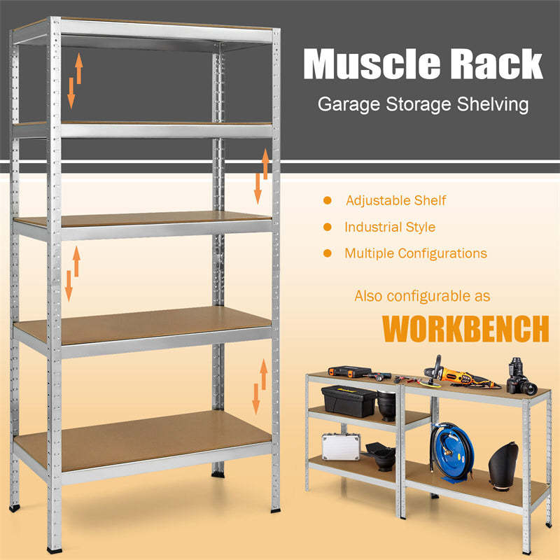 5-Tier Heavy Duty Shelving Unit, 72" Adjustable Steel Storage Shelf Boltless Organizer Rack for Garage Warehouse Home Pantry, 2925LBS Capacity