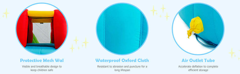 Inflatable Splash Pool Water Slides 7-in-1 Kids Jumper Bouncy Castle without Blower