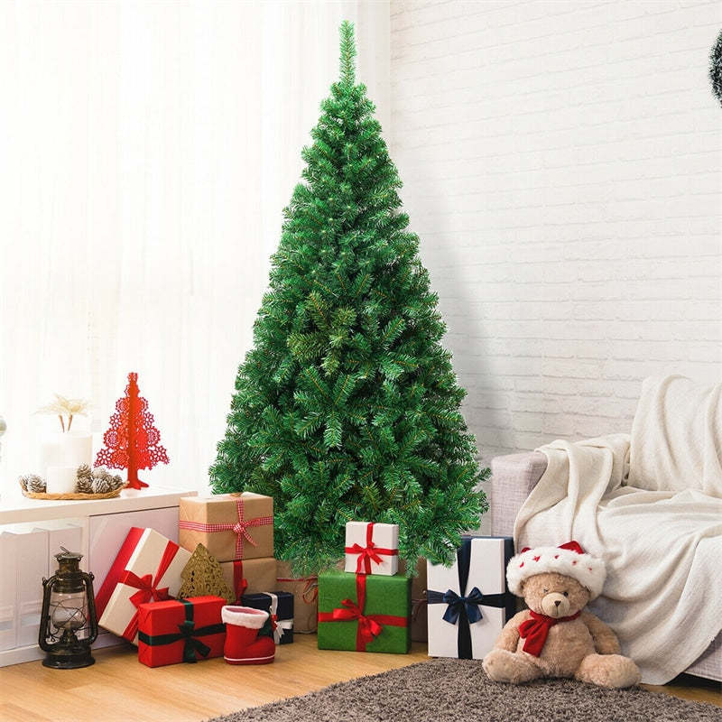 6ft Green Artificial Christmas Tree Xmas Tree with Solid Metal Stand for Indoor Outdoor Holiday Decoration