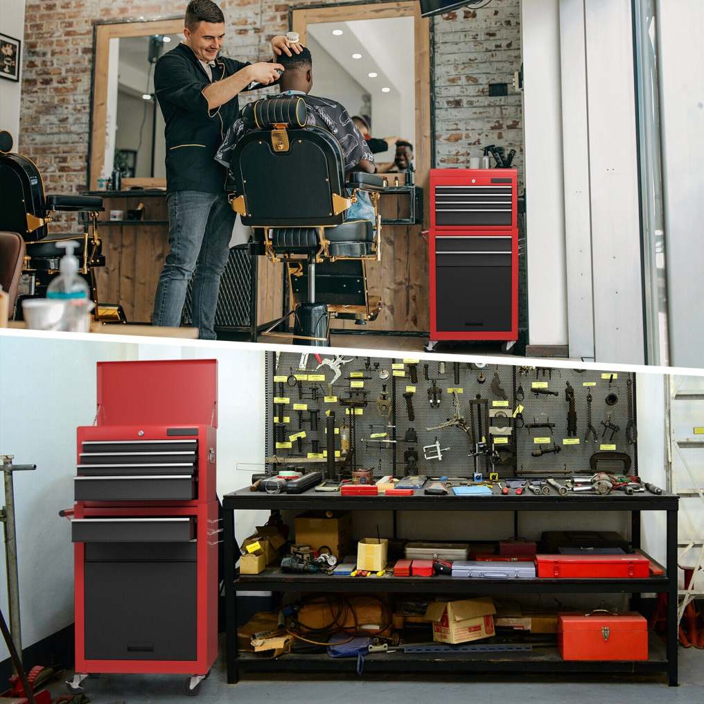6-Drawer Rolling Tool Chest, High Capacity Tool Box with Lockable Wheels, Auto Lock, Removable Top, Tool Storage Cabinet for Garage Workshop