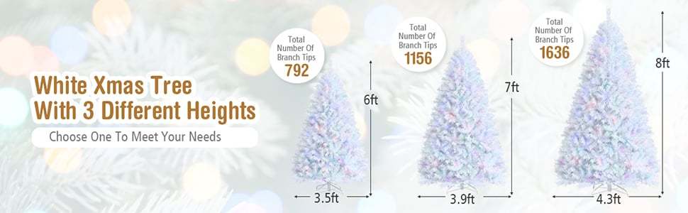 8ft White Iridescent Tinsel Artificial Christmas Tree with 1636 Branch Tips