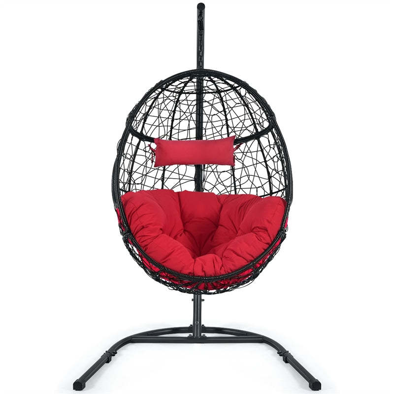 Hanging Egg Chair 36.5" Width Oversized Swing Chair Outdoor Indoor Hammock Chair with C-Hammock Stand Set, Soft Seat Cushion, Pillow