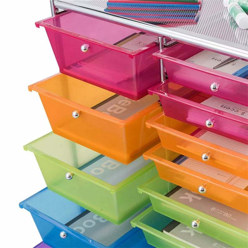 15-Drawer Rolling Storage Cart, Art &  Craft Organizer with Wheels & Removable Drawers for Tools, Scrapbook Paper, Home Office School