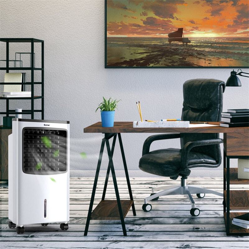 3-in-1 Portable Evaporative Cooler, Air Cooling Fan & Humidifier with Remote Control, Ice Packs, 8L Water Tank, Quiet for Home, Office, Bedroom