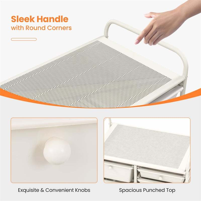 9-Drawer Rolling Storage Cart, Mobile Art & Craft Supply Organizer on Wheels, Metal Frame, Drawer Utility Cart for Classroom Office Home Salon