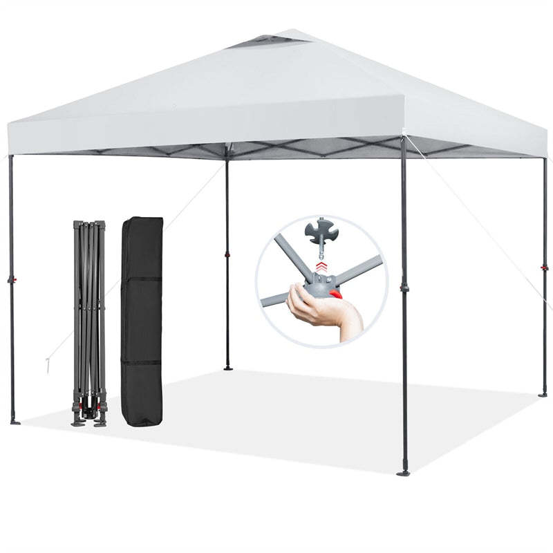 10' x 10' Pop Up Canopy Tent Easy Set-up Instant Canopy Outdoor Folding Tent Adjustable Height Sun Shelter with Center Lock & Carry Bag