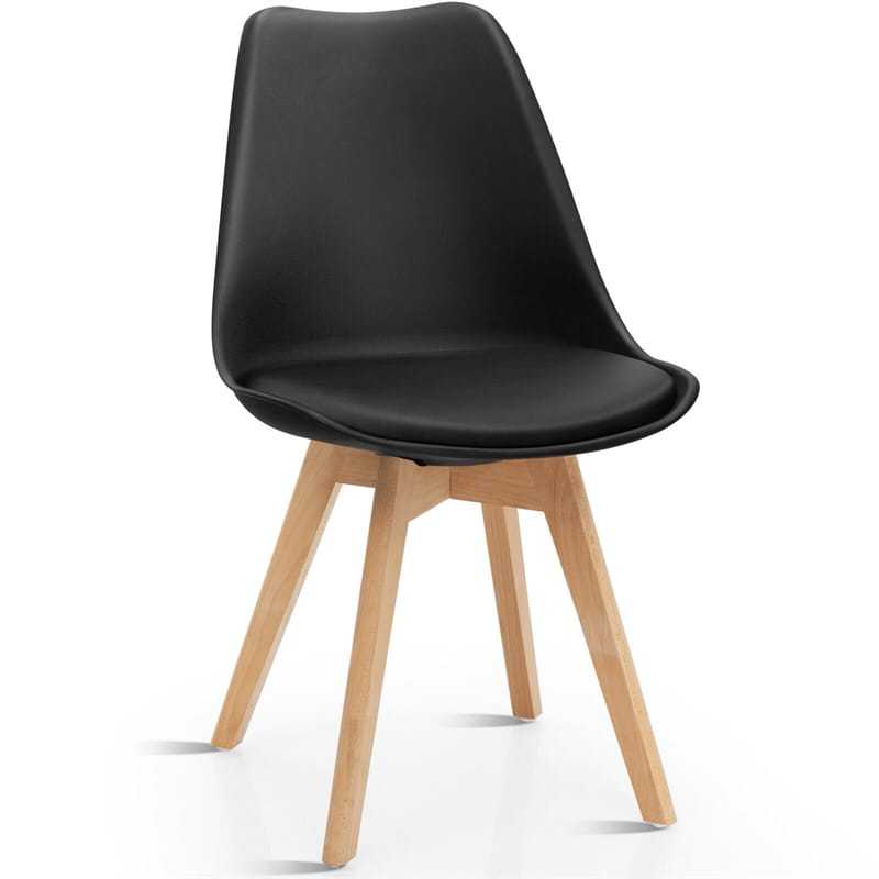 Set of 4 Modern Dining Chairs High Back Kitchen Chairs Mid Century Tulip Side Chairs with Padded Seats & Solid Wood Legs