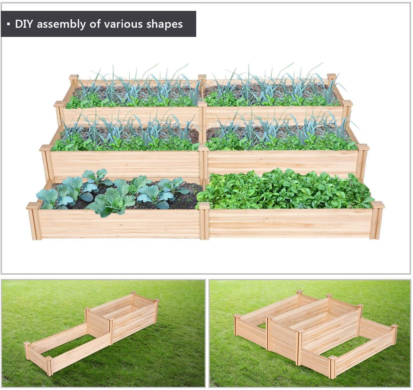8ft x 2ft Wooden Raised Garden Bed Vegetable Planter Box Kit