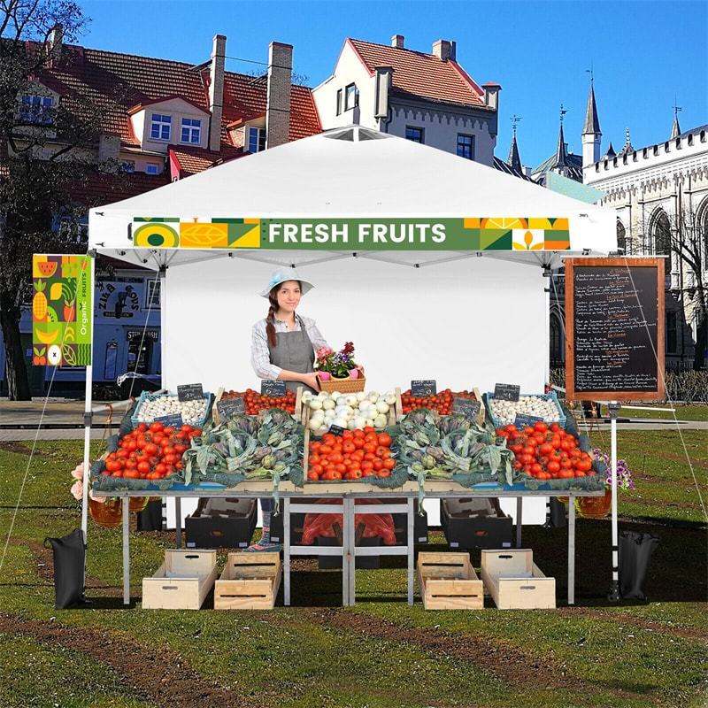 10' x 10' Commercial Pop Up Canopy Tent with Sidewalls, Roller Bag & Hanging Bars, Portable Instant Market Tent for Outdoor Events, Camping