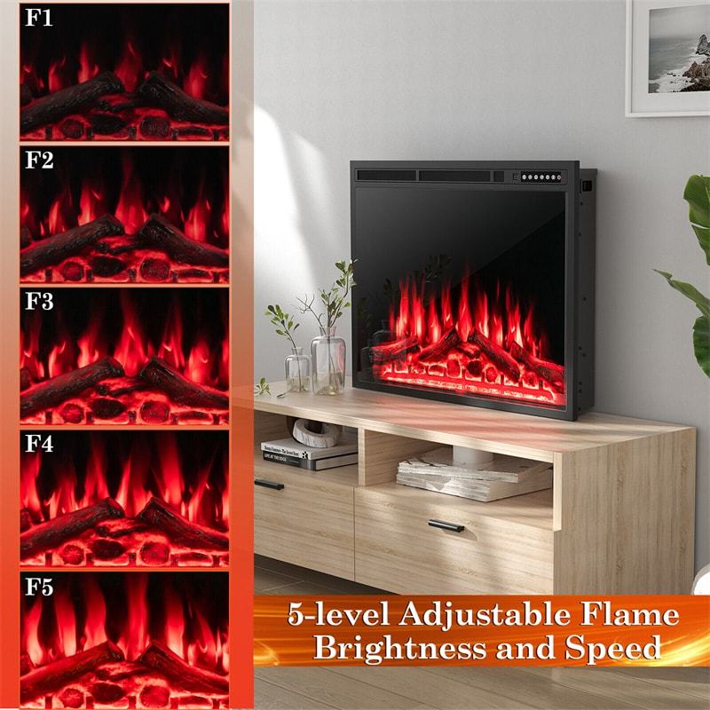 34" Electric Fireplace Insert Recessed Freestanding Fireplace Heater with Touch Panel, Remote Control & 4 Log Flame Effects