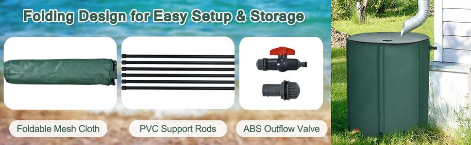 Portable Collapsible Rain Barrel Water Collector Tank Water Storage