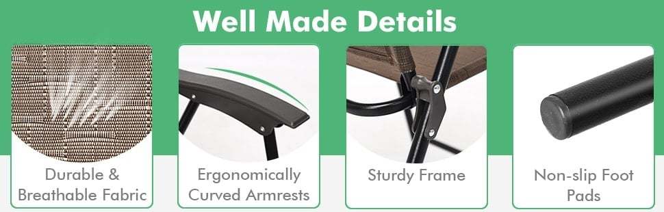 Bestoutdor 3PCS Patio Bistro Set Outdoor Folding Chairs with Round Tempered Glass Table, All Weather Garden Furniture for Poolside Yard