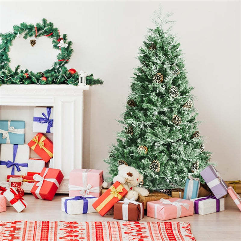 6ft Snow Flocked Hinged Artificial Christmas Tree with 715 Branch Tips