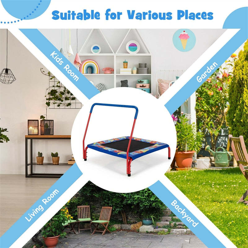 36" Square Indoor Outdoor Kids Trampoline with Foamed Handrail