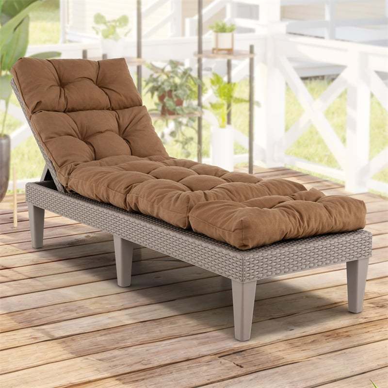 73" Thick Waterproof Outdoor Chaise Lounge Cushion with String Ties, All-Weather Patio Recliner Chair Pad for Poolside, Garden & Indoor Use