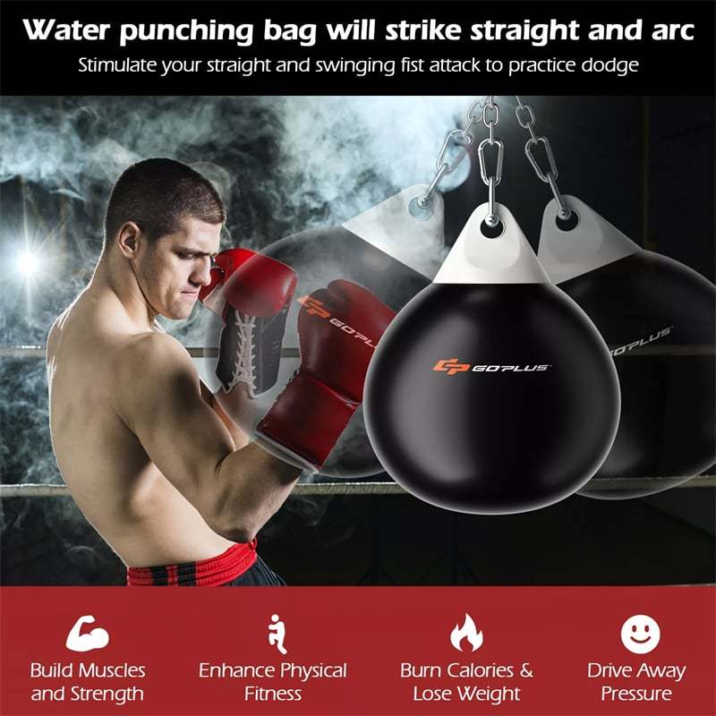 18" Water Aqua Punching Bag, 110LBS Heavy Bag with Adjustable Metal Chain & Water Injection Hose, Boxing Training Bag for Adults Fitness, MMA
