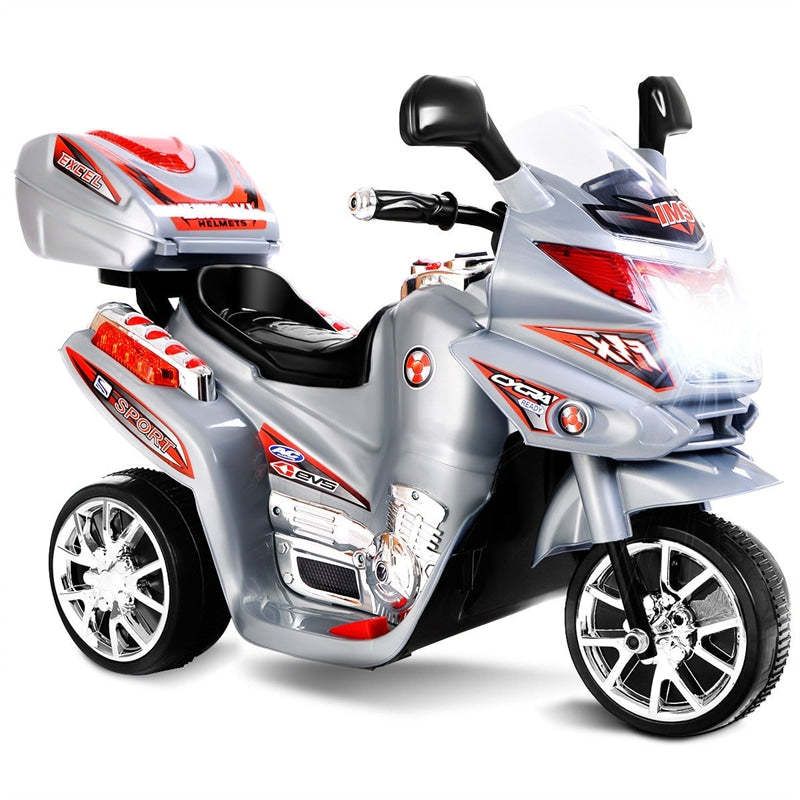 6V Kids Ride-On Motorcycle, Battery Powered 3-Wheel Motorcycle with LED Headlights, Music, Storage Trunk, Electric Motorcycle Toy for Boys/Girls