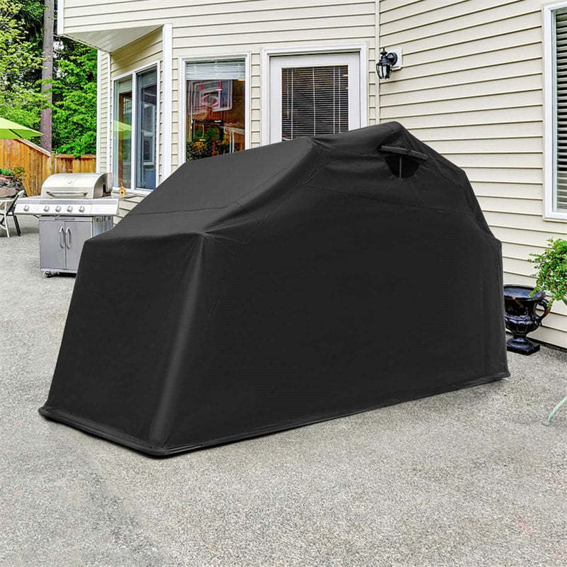 Heavy Duty Motorcycle Storage Shed, Waterproof Motorcycle Garage Shelter with 600D Oxford Cover, Roll-Up Mesh Windows for Vehicles, 136" x 54" x 75"