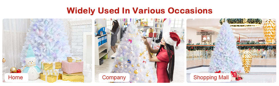 8ft White Iridescent Tinsel Artificial Christmas Tree with 1636 Branch Tips