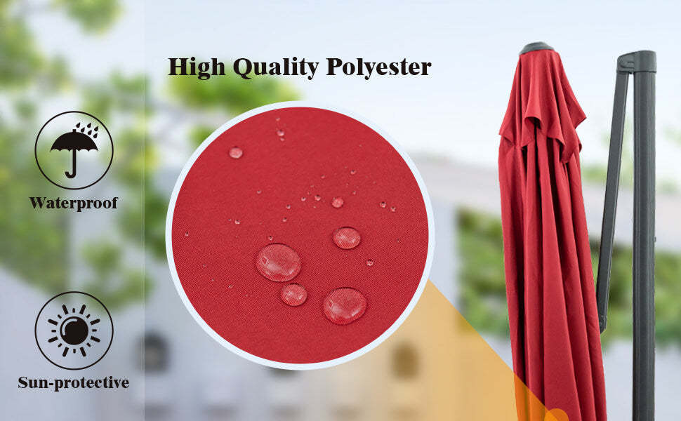 10 x 10 FT Square Offset Cantilever Patio Umbrella with 3 Tilt Settings & 360° Rotation Function