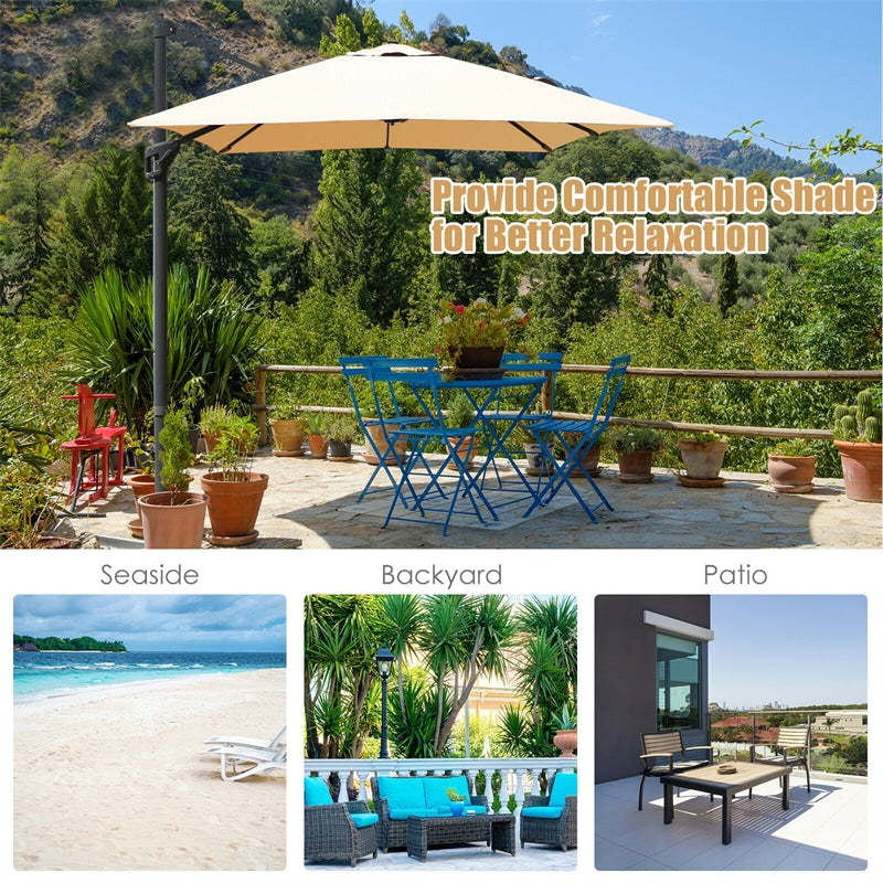10ft x 13ft Rectangular Offset Cantilever Patio Umbrella with 360° Rotation Function
