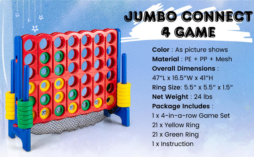 Giant 4-to-Score Game Set Jumbo Game Set with 42 Chess Pieces & Net Storage