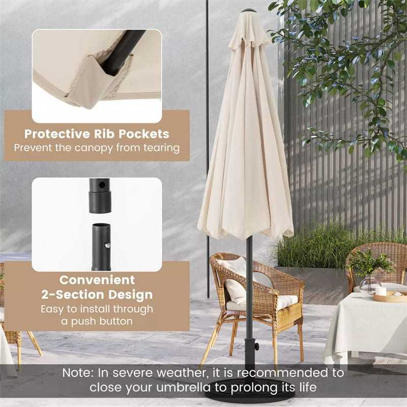 8.5FT Patio Umbrella, Outdoor Market Table Umbrella with Crank Handle, 8 Heavy Duty Ribs, Vented Top, Sun-Proof Canopy for Garden Yard Poolside