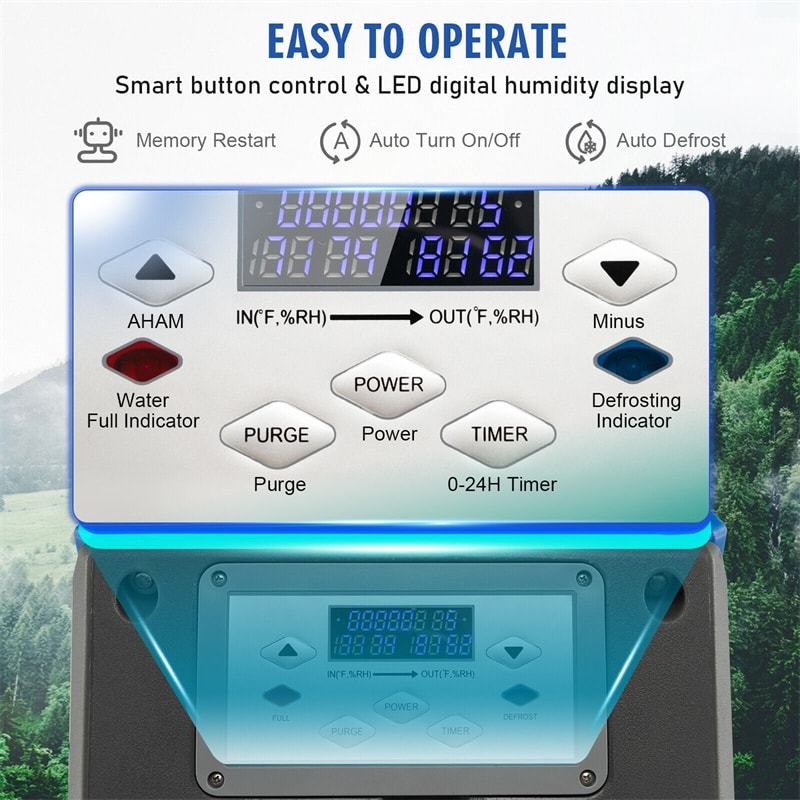 180 PPD Bucketless Dehumidifier Portable Commercial Dehumidifier with Pump & Drain Hose, Rotational Molded Industrial Dehumidifier for Basement