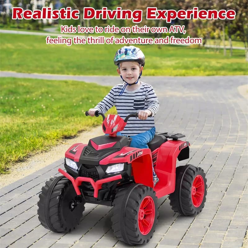 24V Kids Ride On ATV, Battery Powered Electric 4-Wheeler Quad Car with Wireless Connection & LED Lights for Boys/Girls Ages 3-8