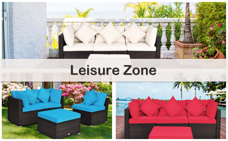 4-Piece Outdoor Wicker Sectional Sofa Set Rattan Patio Conversation Set with Cushions